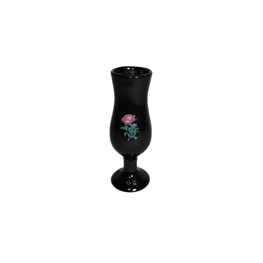 Tequilla Rose Black Porcelain Shot / Cordial Vase Glass 4¾" H